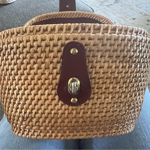 Etienne Aigner Rattan Wicker Woven Basket Tote Purse Vintage 70’s Nantucket - Picture 5 of 9